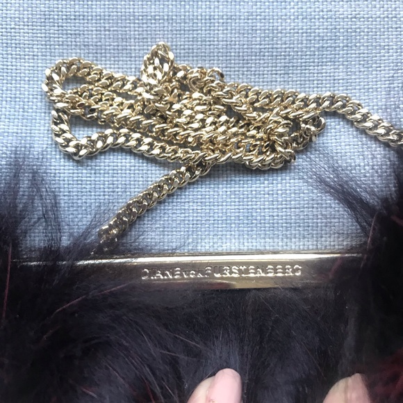 DVF Diane Von Furstenberg Deep Burgundy Fox Fur Crossbody Bag - Picture 10 of 10